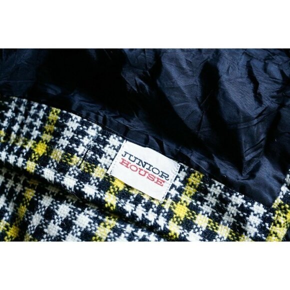 Vintage Junior House Micro Check Long Line  Wool Vest with Grandpa Buttons M - Picture 8 of 8